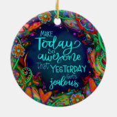 Leuke kleurrijke harten Floral Quote Inspirivity Keramisch Ornament (Achterkant)