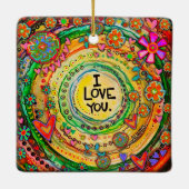 Leuke kleurrijke harten Ik hou van je Inspirivity Keramisch Ornament (Achterkant)