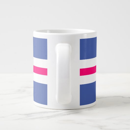 Leuke Kleurrijke Helderroze Wit Blauw Racing Strip Grote Koffiekop (Achterkant)