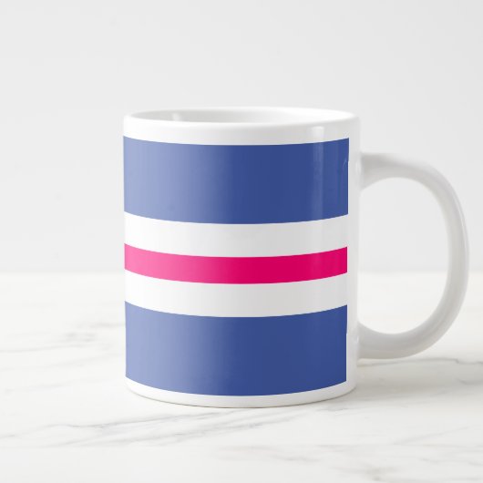 Leuke Kleurrijke Helderroze Wit Blauw Racing Strip Grote Koffiekop (Rechts)