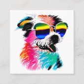 Leuke Kleurrijke Hond Pet Professional Vierkante Visitekaartje (Voorkant)