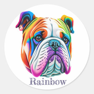 Leuke kleurrijke hond, Rainbow Ronde Sticker