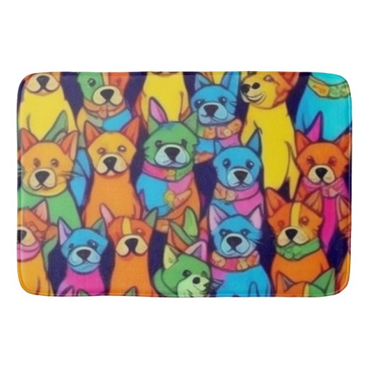 Leuke kleurrijke honden gelukkige honden badmat (Voorkant)