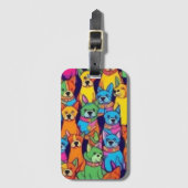 Leuke kleurrijke honden gelukkige honden bagagelabel (Voorkant (verticaal))