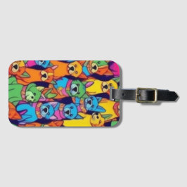 Leuke kleurrijke honden gelukkige honden bagagelabel