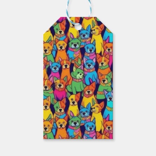 Leuke kleurrijke honden gelukkige honden cadeaulabel (Voorkant)