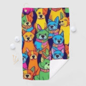 Leuke kleurrijke honden gelukkige honden golfhanddoek (Insitu)