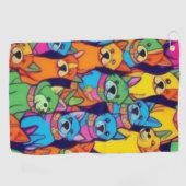 Leuke kleurrijke honden gelukkige honden golfhanddoek (Horizontaal)