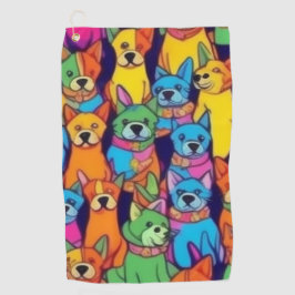 Leuke kleurrijke honden gelukkige honden golfhanddoek