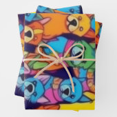 Leuke kleurrijke honden gelukkige honden inpakpapier vel (In situ)