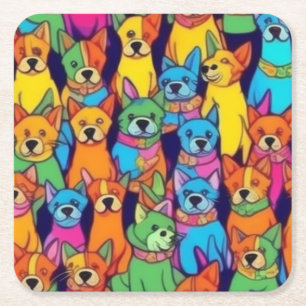 Leuke kleurrijke honden gelukkige honden kartonnen onderzetters