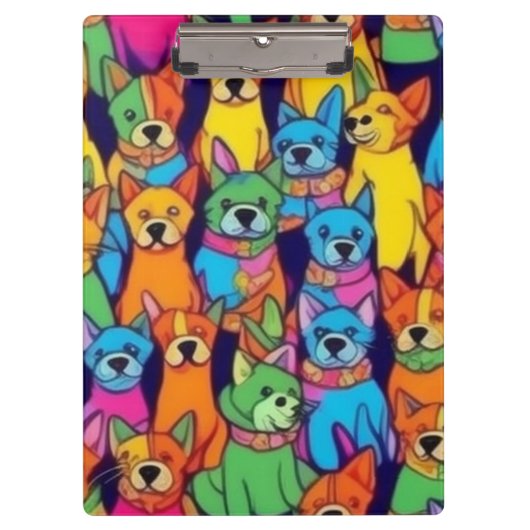 Leuke kleurrijke honden gelukkige honden klembord (Voorkant)