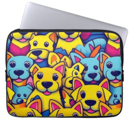 Leuke kleurrijke honden gelukkige honden laptop sleeve