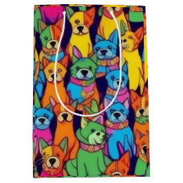 Leuke kleurrijke honden gelukkige honden medium cadeauzakje