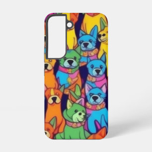 Leuke kleurrijke honden gelukkige honden samsung galaxy hoesje