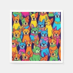 Leuke kleurrijke honden gelukkige honden servet