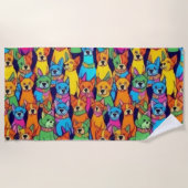 Leuke kleurrijke honden gelukkige honden strandlaken (Voorkant)