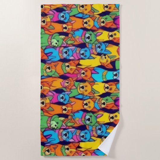 Leuke kleurrijke honden gelukkige honden strandlaken (Voorkant)