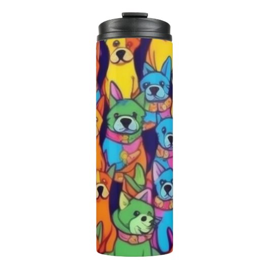 Leuke kleurrijke honden gelukkige honden thermosbeker (Voorkant)