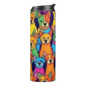 Leuke kleurrijke honden gelukkige honden thermosbeker (Gedraaid links)