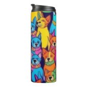 Leuke kleurrijke honden gelukkige honden thermosbeker (Geroteerd rechts)