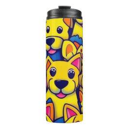 Leuke kleurrijke honden gelukkige honden thermosbeker