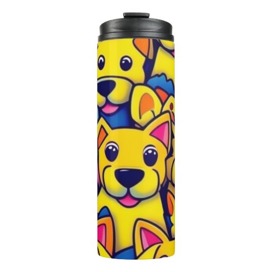 Leuke kleurrijke honden gelukkige honden thermosbeker (Voorkant)