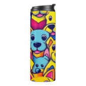Leuke kleurrijke honden gelukkige honden thermosbeker (Gedraaid links)