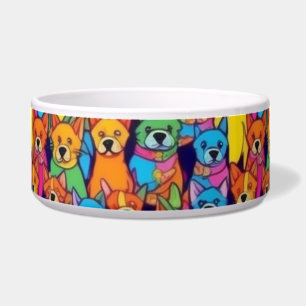 Leuke kleurrijke honden gelukkige honden voerbakje