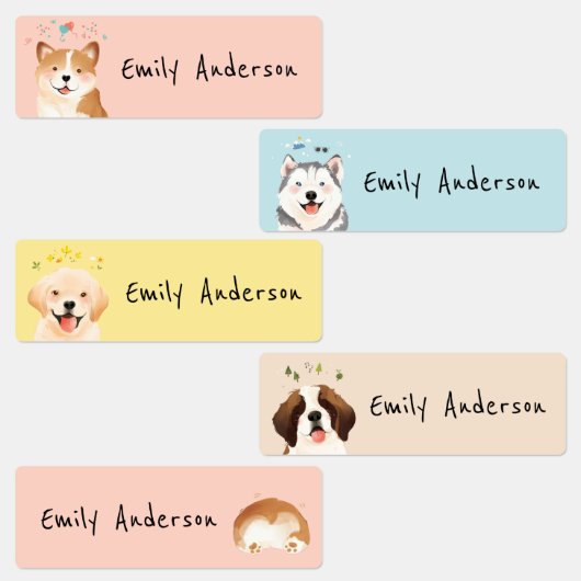 Leuke Kleurrijke Huisdier Honden Puppy School Kind Labels (Groep)