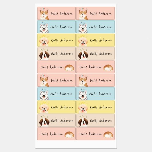 Leuke Kleurrijke Huisdier Honden Puppy School Kind Labels (Vel)