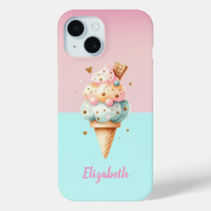 Leuke Kleurrijke IJshoorntjes Liefde iPhone 15 Case