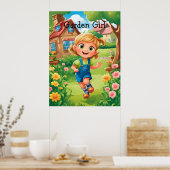 Leuke Kleurrijke Joyful Garden Girl AI Poster (Keuken)