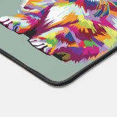 Leuke kleurrijke kat illustratie op salie groen bureaumat (Hoek)