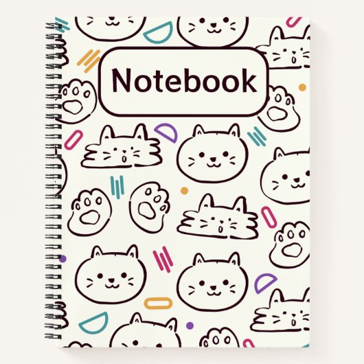 leuke kleurrijke kat kinderen notitieboek  (Voorkant)