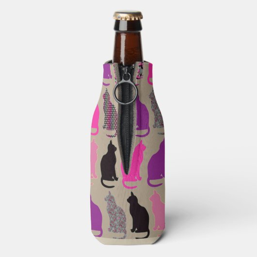Leuke kleurrijke katten patroon fles koeler (Fles Achterkant)