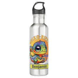 Leuke Kleurrijke Kawaii Gecko Custom Text Grade Na Waterfles