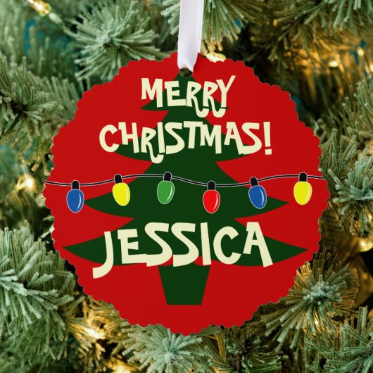 Leuke kleurrijke kerstboom lampen papier ornament kaart (Insitu (Drie))