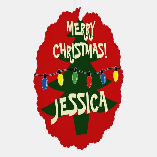 Leuke kleurrijke kerstboom lampen papier ornament kaart (Rechts)