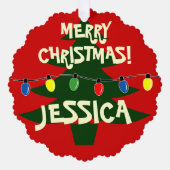 Leuke kleurrijke kerstboom lampen papier ornament kaart (Voorkant)