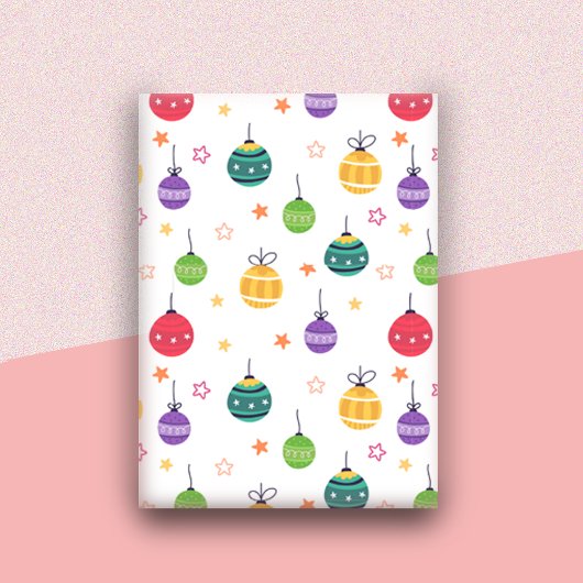 Leuke kleurrijke kerstboom Ornamenten Pattern Cadeaupapier