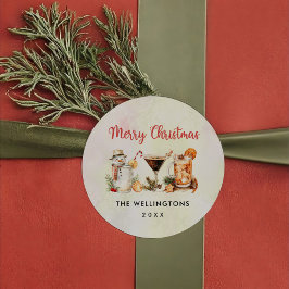 Leuke kleurrijke kerstcocktail party ronde sticker