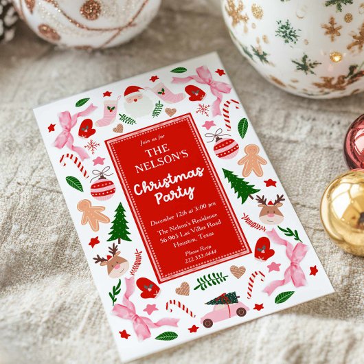 Leuke kleurrijke kerstfeest uitnodiging