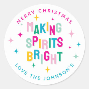 Leuke Kleurrijke Kerstgeest Opvrolijken Ronde Sticker