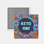 Leuke kleurrijke keto op grappige bloemige inspira magneet (Voorkant / Achterkant)