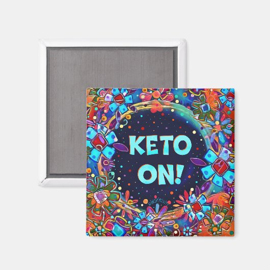 Leuke kleurrijke keto op grappige bloemige inspira magneet (Voorkant / Achterkant)