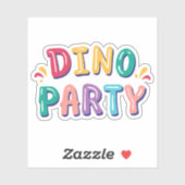 Leuke kleurrijke kind dino verjaardagsfeestje sticker (Vel)