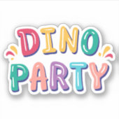 Leuke kleurrijke kind dino verjaardagsfeestje sticker (Voorkant)