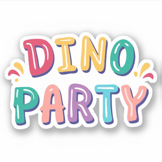 Leuke kleurrijke kind dino verjaardagsfeestje sticker (Voorkant)