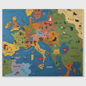 Leuke kleurrijke kinder wereldkaart cadeaupapier (Vlak)